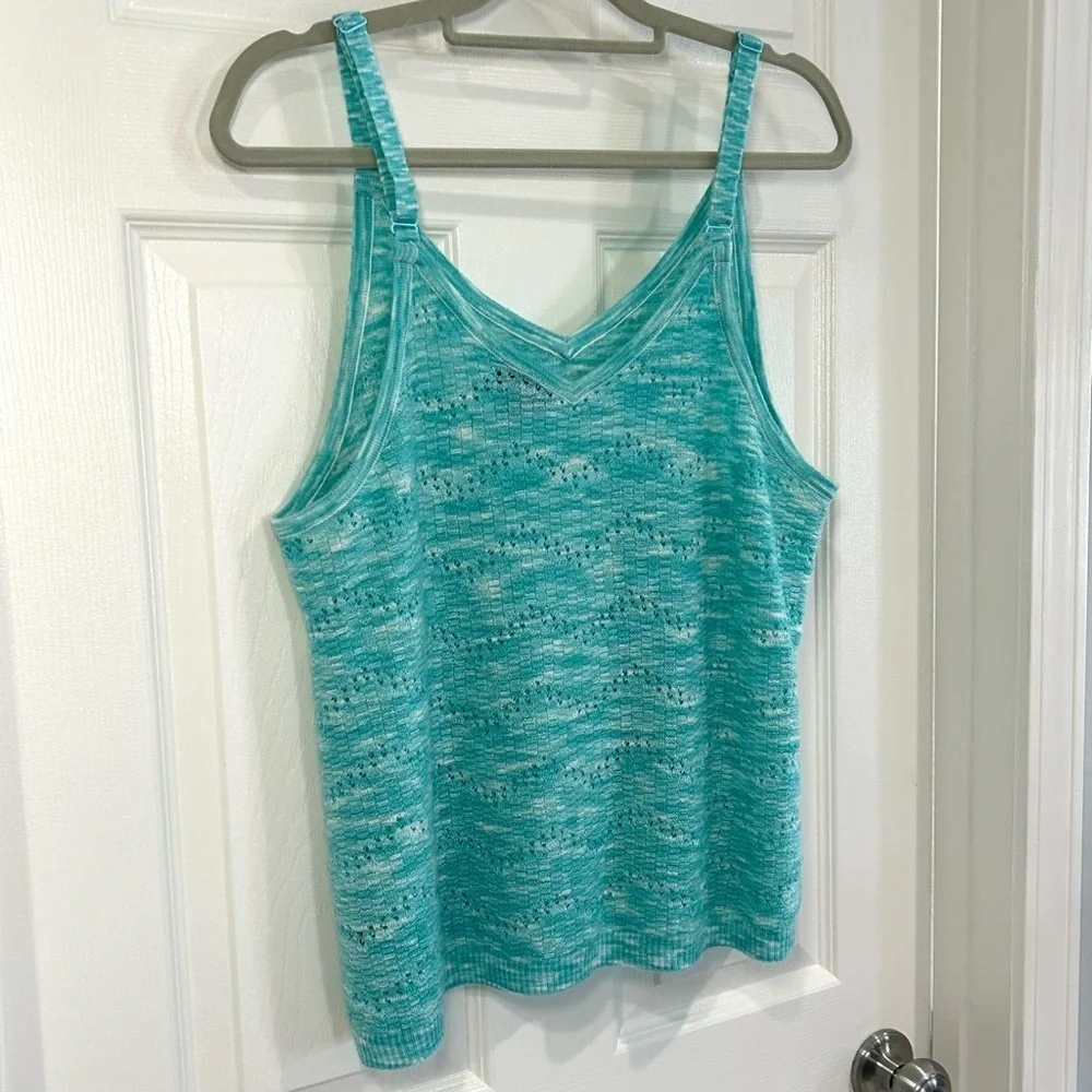 Torrid Women's Sweater Knit Swing Teal V-Neck Sleeveless Cami Tank Top Size 0 - Picture 7 of 10